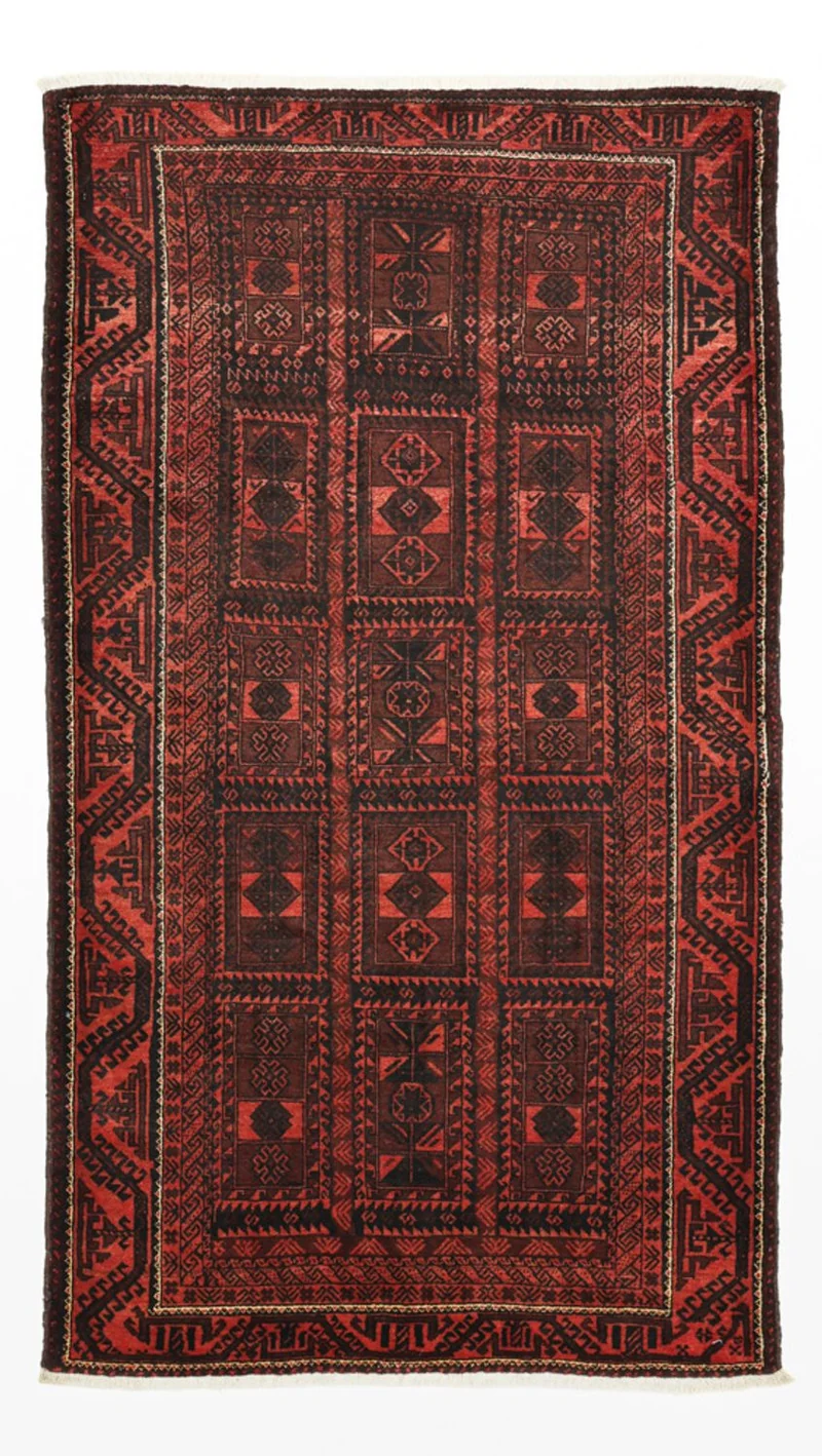 Belutsch Teppich 117x205cm - Orientteppich - dunkelrot