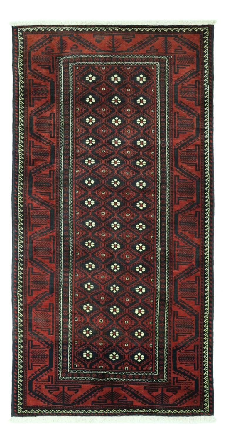 Belutsch Teppich 103x198cm - Orientteppich - dunkelrot