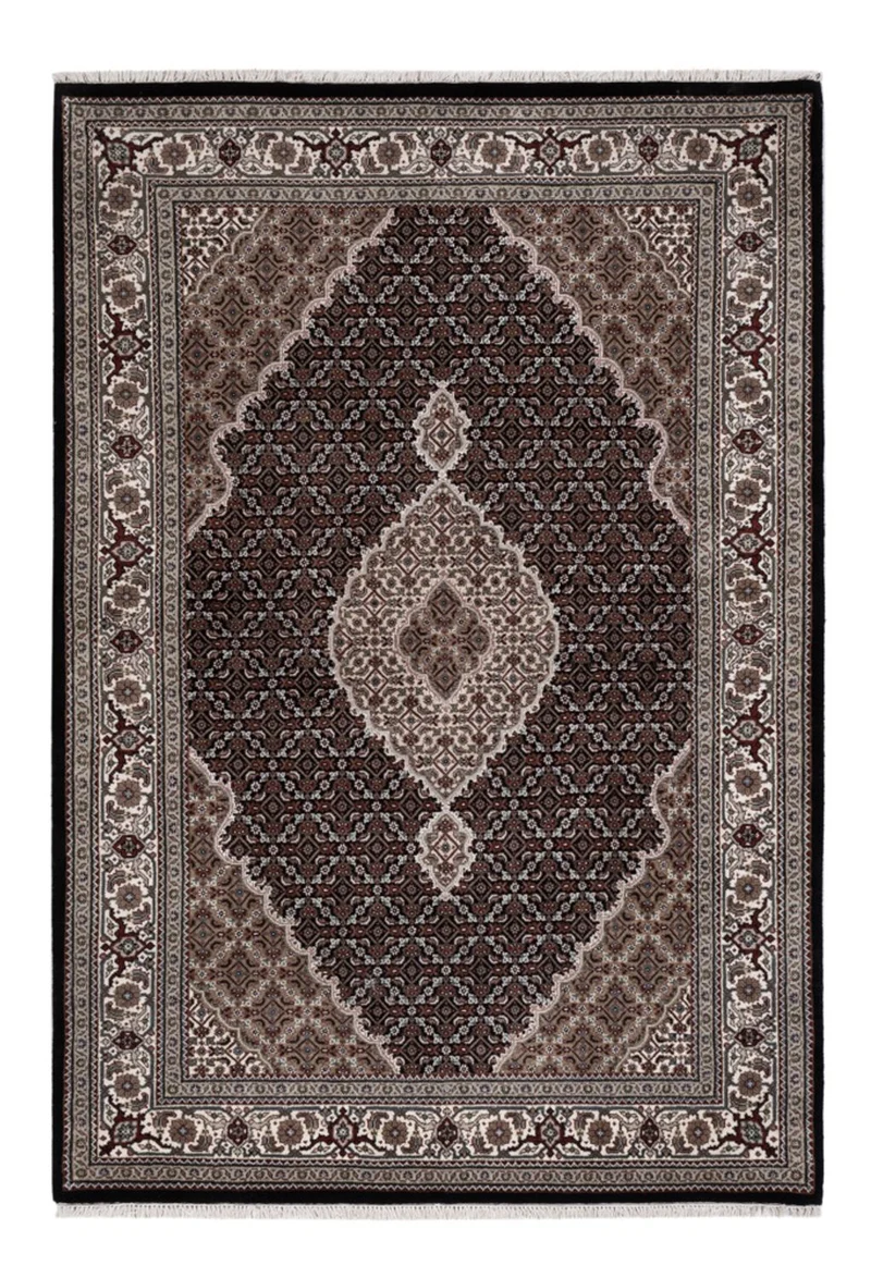 Indo Täbriz Teppich 141x204cm - Orientteppich - dunkelgrau