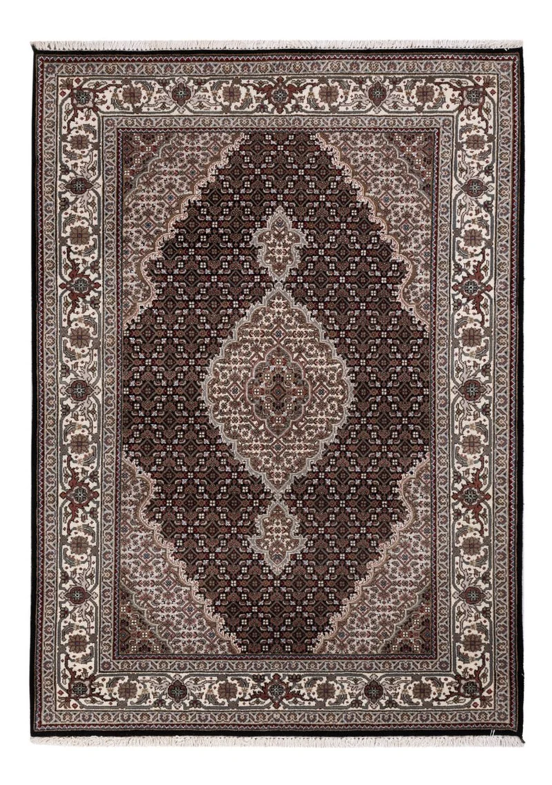 Indo Täbriz Teppich 141x196cm - Orientteppich - dunkelgrau