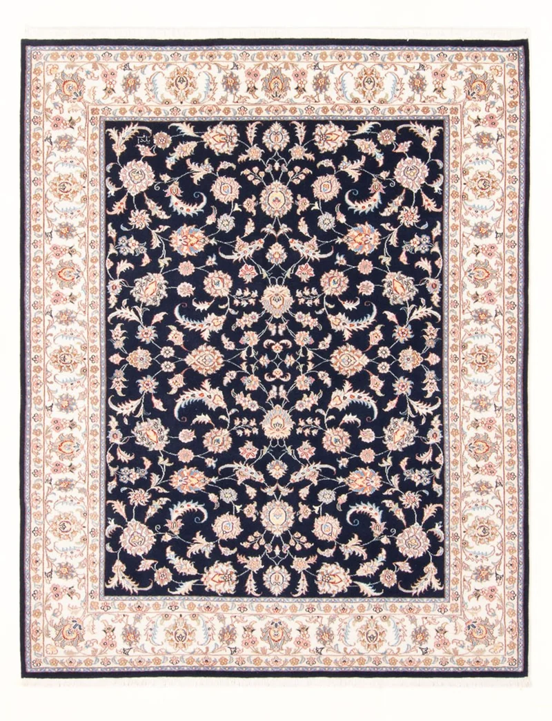 Täbriz - 50 Raj Teppich 150x196cm - Perserteppich - dunkelblau