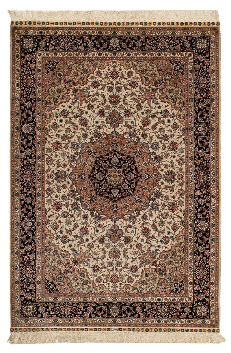 China Seide Teppich 122x183cm - Orientteppich - dunkelrot