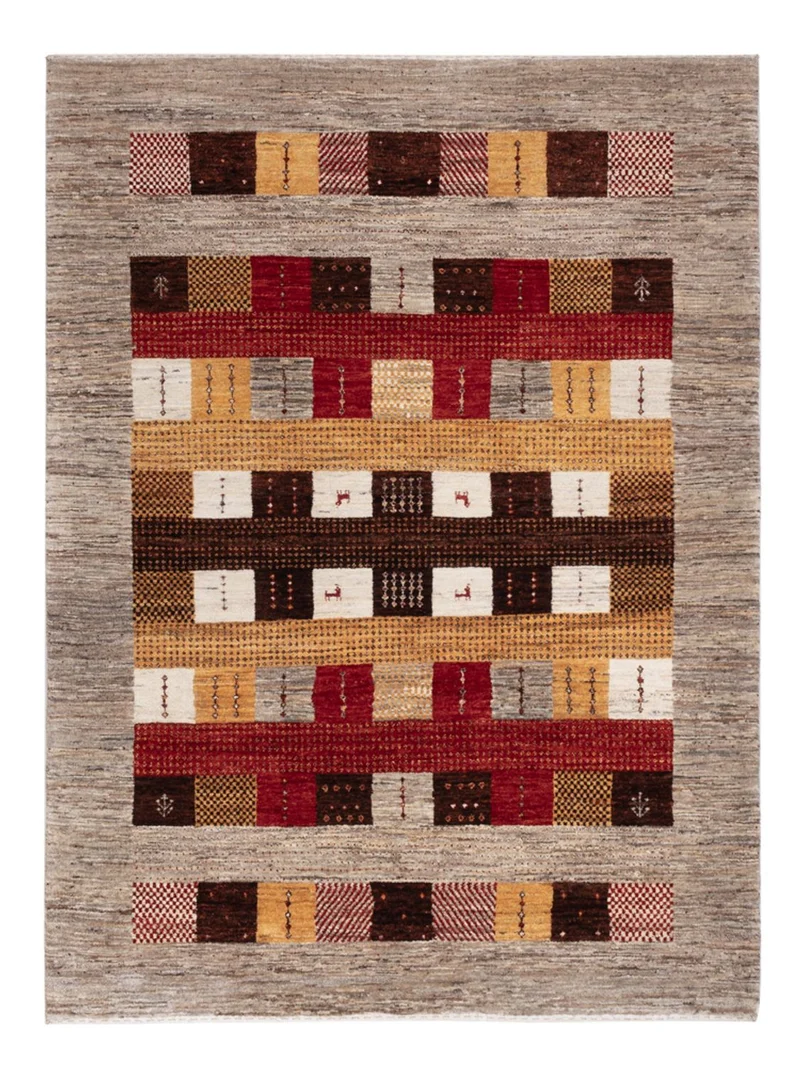 Indo Loribaft Teppich 145x193cm - Wollteppich - mehrfarbig