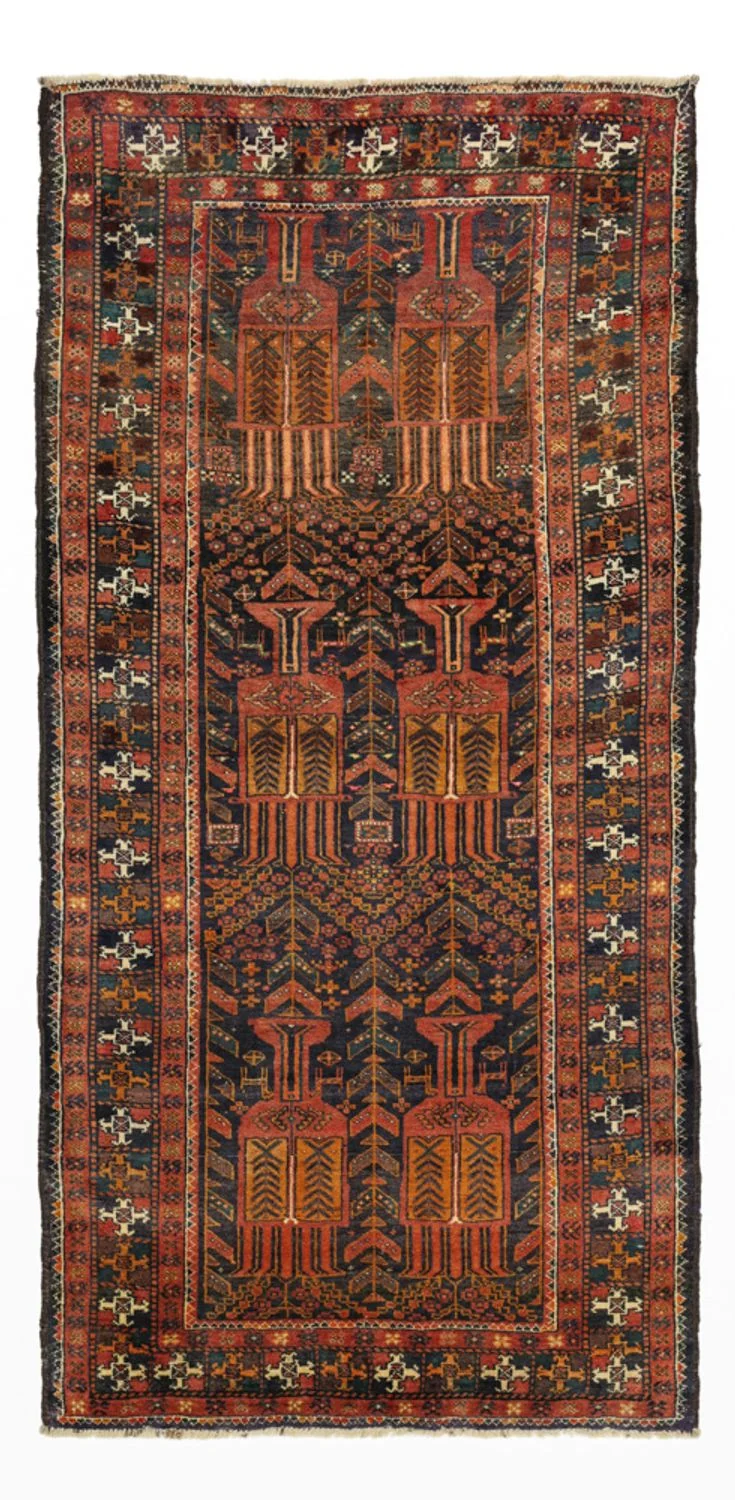 Belutsch Teppich 106x212cm - Orientteppich - dunkelrot