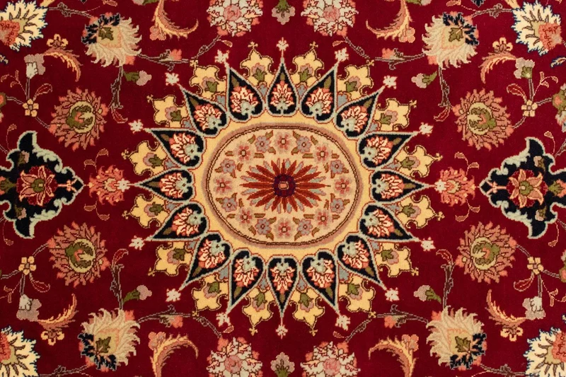 Täbriz - 50 Raj Teppich 101x150cm - Perserteppich - rot