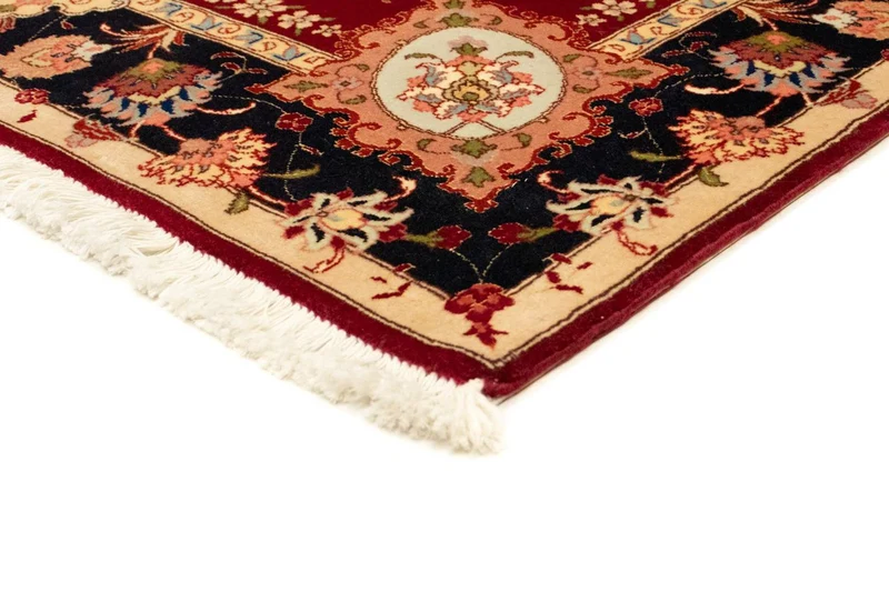 Täbriz - 50 Raj Teppich 101x150cm - Perserteppich - rot