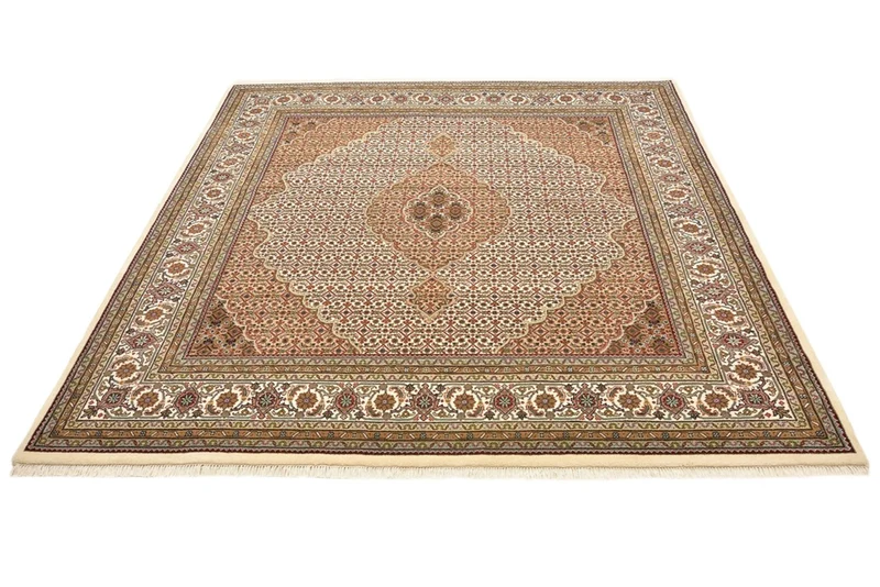 Orientteppich - Täbriz quadratisch - 201 x 203 cm - dunkelbeige