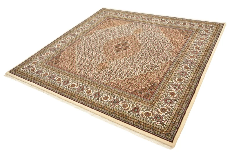 Orientteppich - Täbriz quadratisch - 201 x 203 cm - dunkelbeige