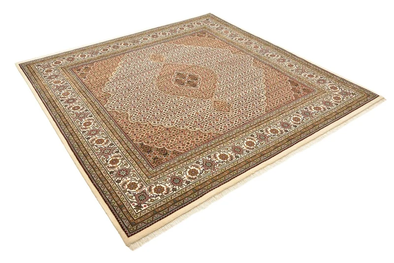 Orientteppich - Täbriz quadratisch - 201 x 203 cm - dunkelbeige