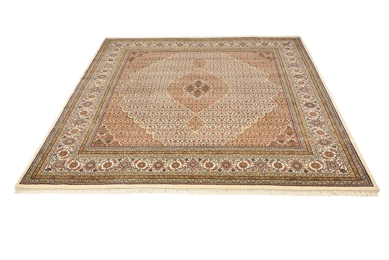 Orientteppich - Täbriz quadratisch - 201 x 203 cm - dunkelbeige