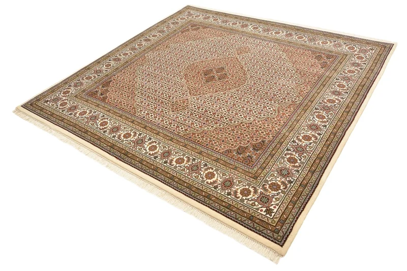 Orientteppich - Täbriz quadratisch - 201 x 203 cm - dunkelbeige