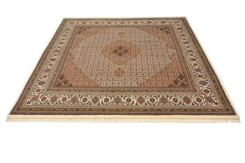 Orientteppich - Täbriz quadratisch - 201 x 203 cm - dunkelbeige