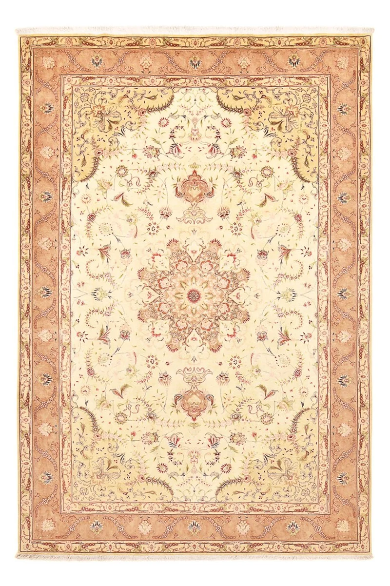 Täbriz - 50 Raj Teppich 200x300cm - Perserteppich - hellbeige