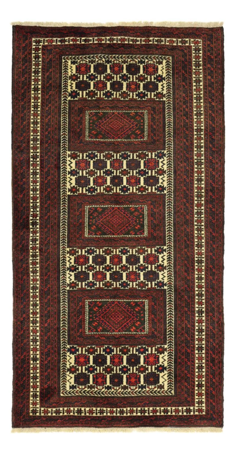 Belutsch Teppich 102x194cm - Orientteppich - dunkelrot