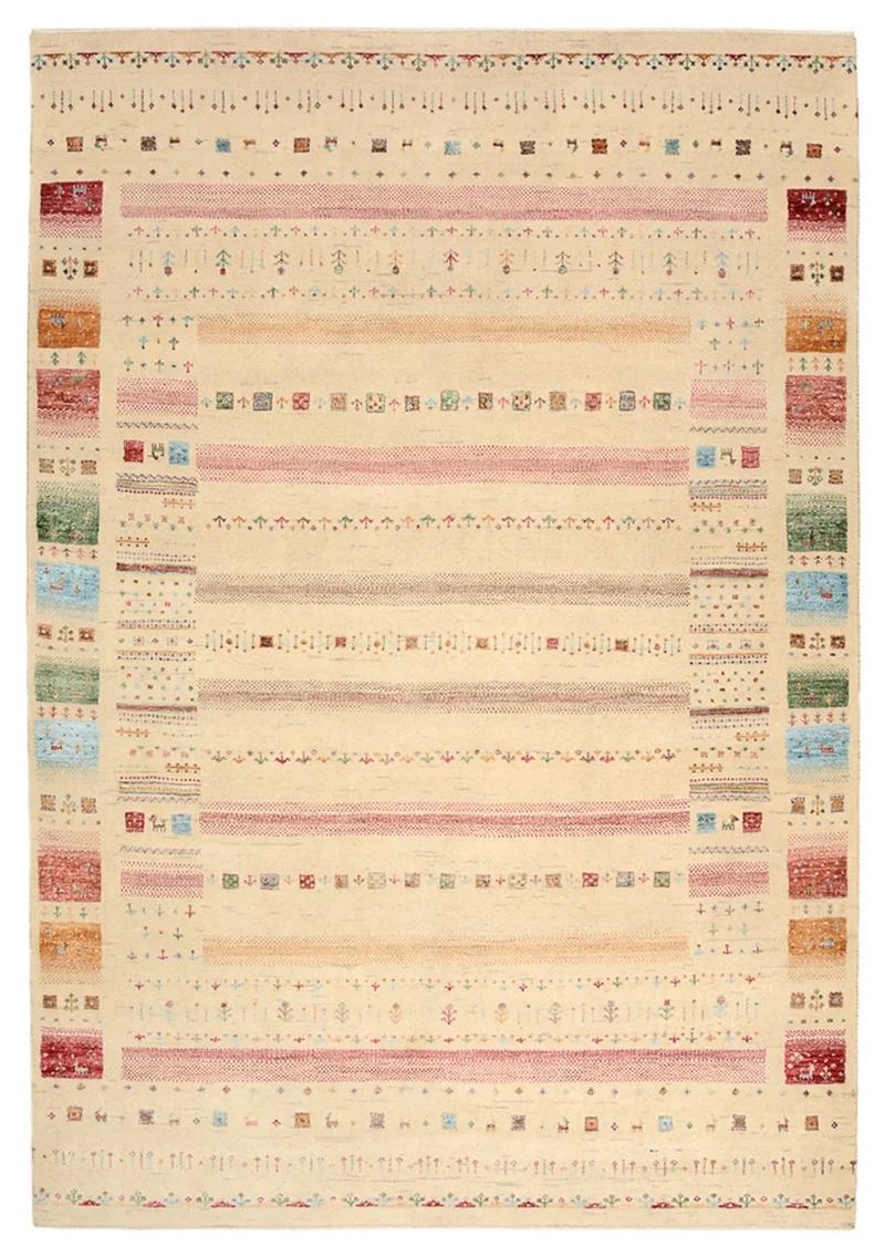 Indo Loribaft Teppich 171x246cm - Wollteppich - mehrfarbig