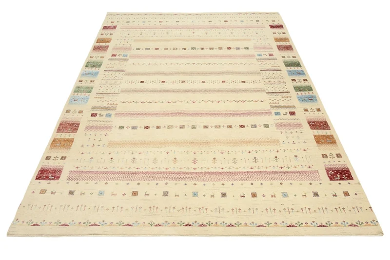 Indo Loribaft Teppich 171x246cm - Wollteppich - mehrfarbig