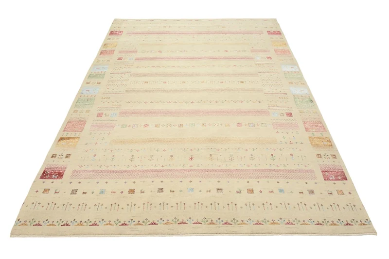 Indo Loribaft Teppich 171x246cm - Wollteppich - mehrfarbig
