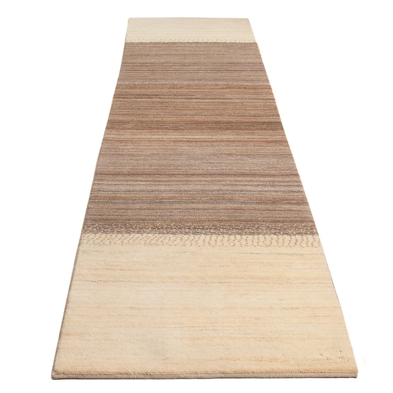 Gabbeh Persisch Teppich 80x339cm - Perserteppich Wollteppich - natur