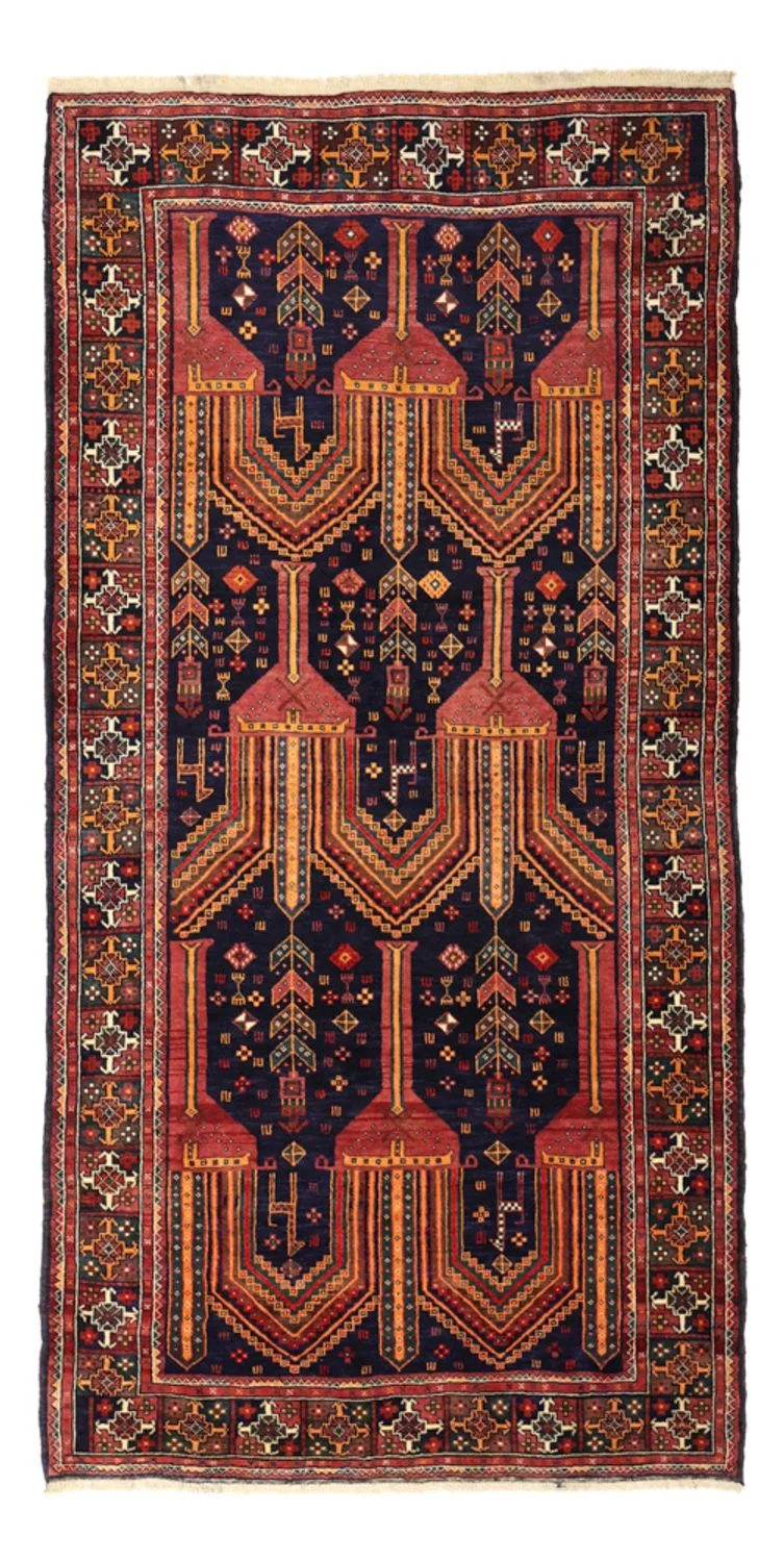 Belutsch Teppich 128x251cm - Orientteppich - dunkelrot