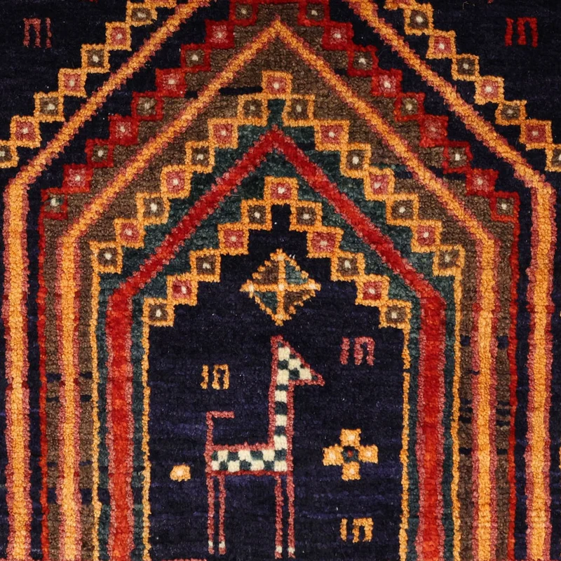 Belutsch Teppich 128x251cm - Orientteppich - dunkelrot