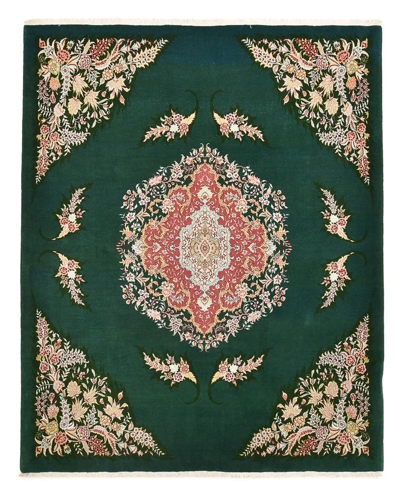 Täbriz - 50 Raj Teppich 200x250cm - Perserteppich - grün
