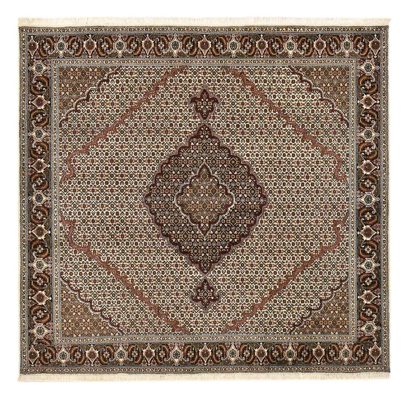 Täbriz - 40 Raj Teppich 200x200cm - Perserteppich - braun