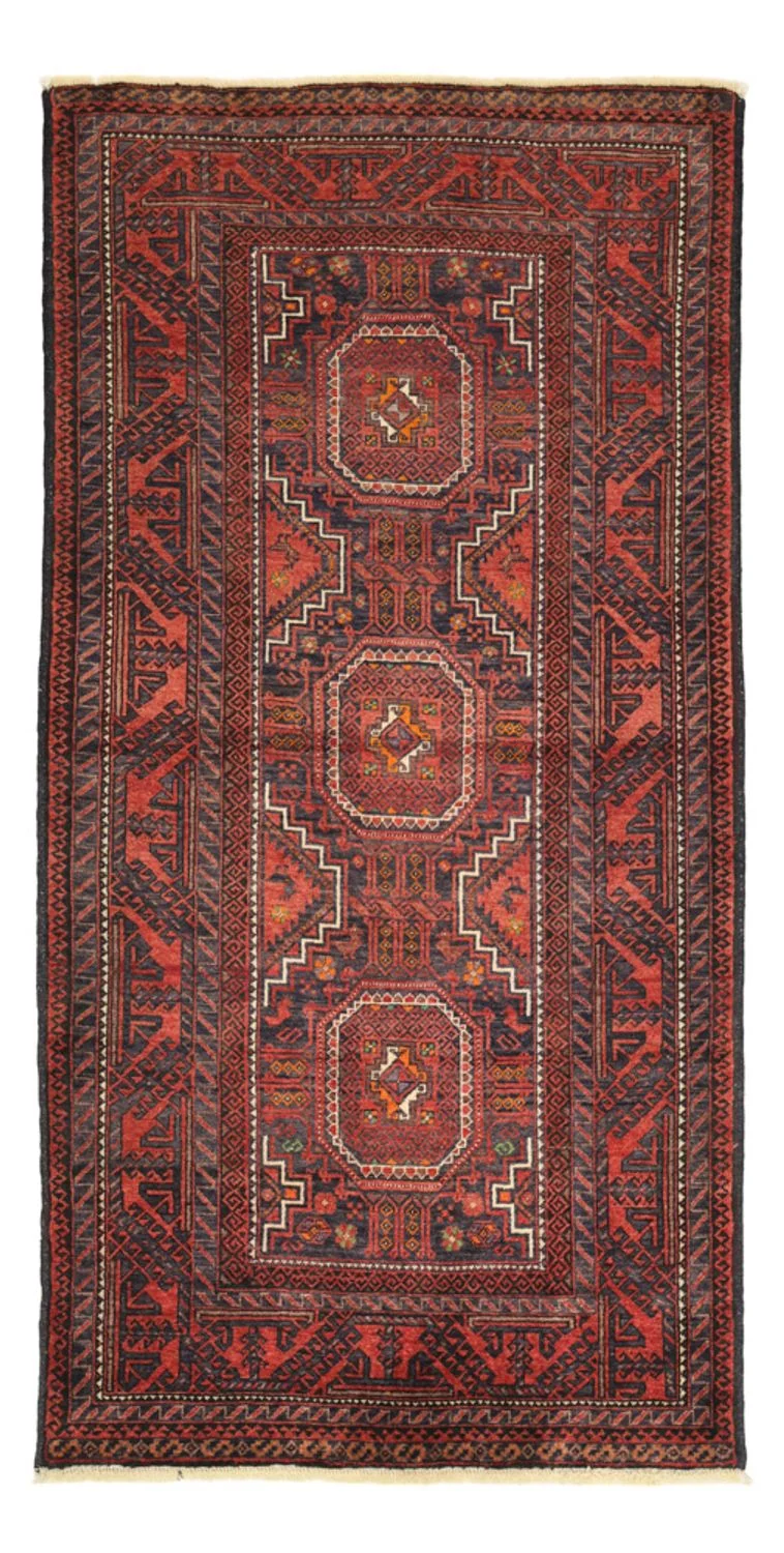 Belutsch Teppich 98x194cm - Orientteppich - dunkelrot