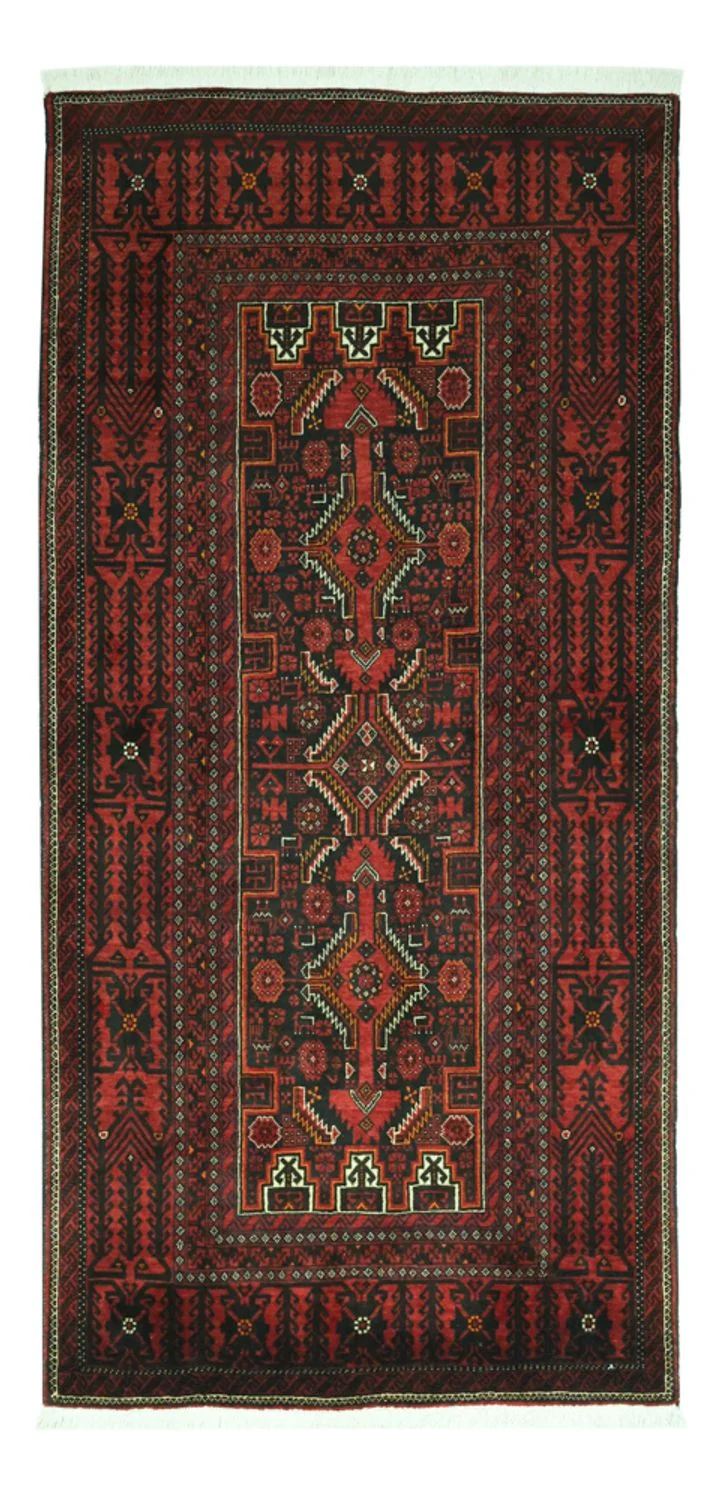 Belutsch Teppich 97x201cm - Orientteppich - dunkelrot