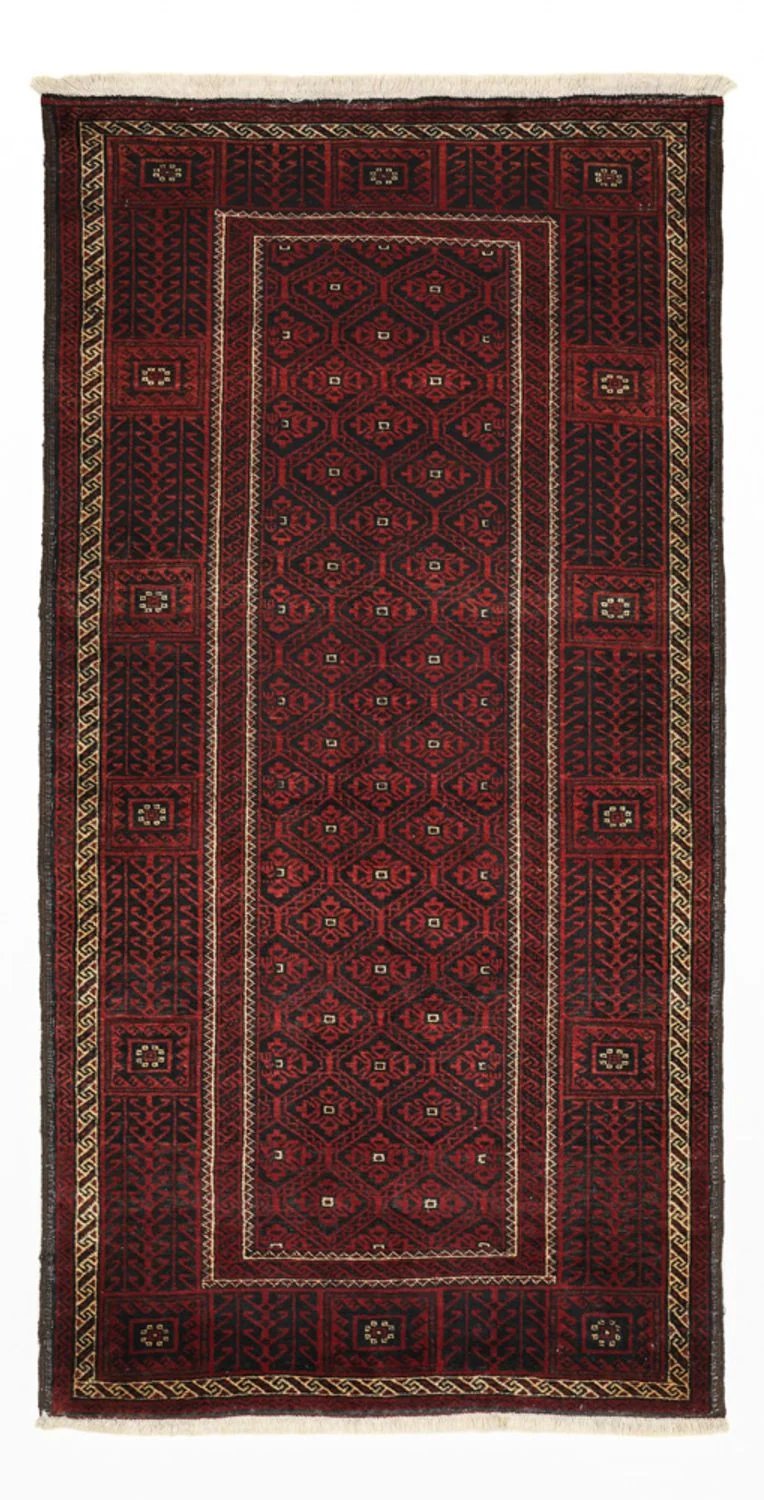 Belutsch Teppich 101x203cm - Orientteppich - dunkelrot