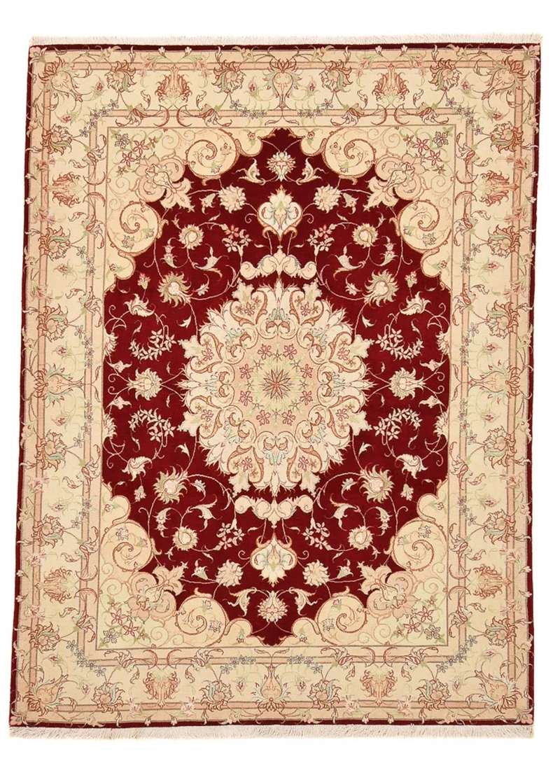 Täbriz - 50 Raj Teppich 152x200cm - Perserteppich - rot