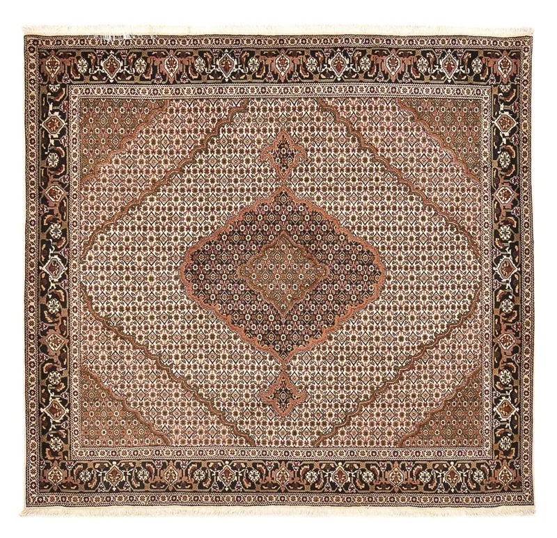 Täbriz - 40 Raj Teppich 202x206cm - Perserteppich - hellbraun