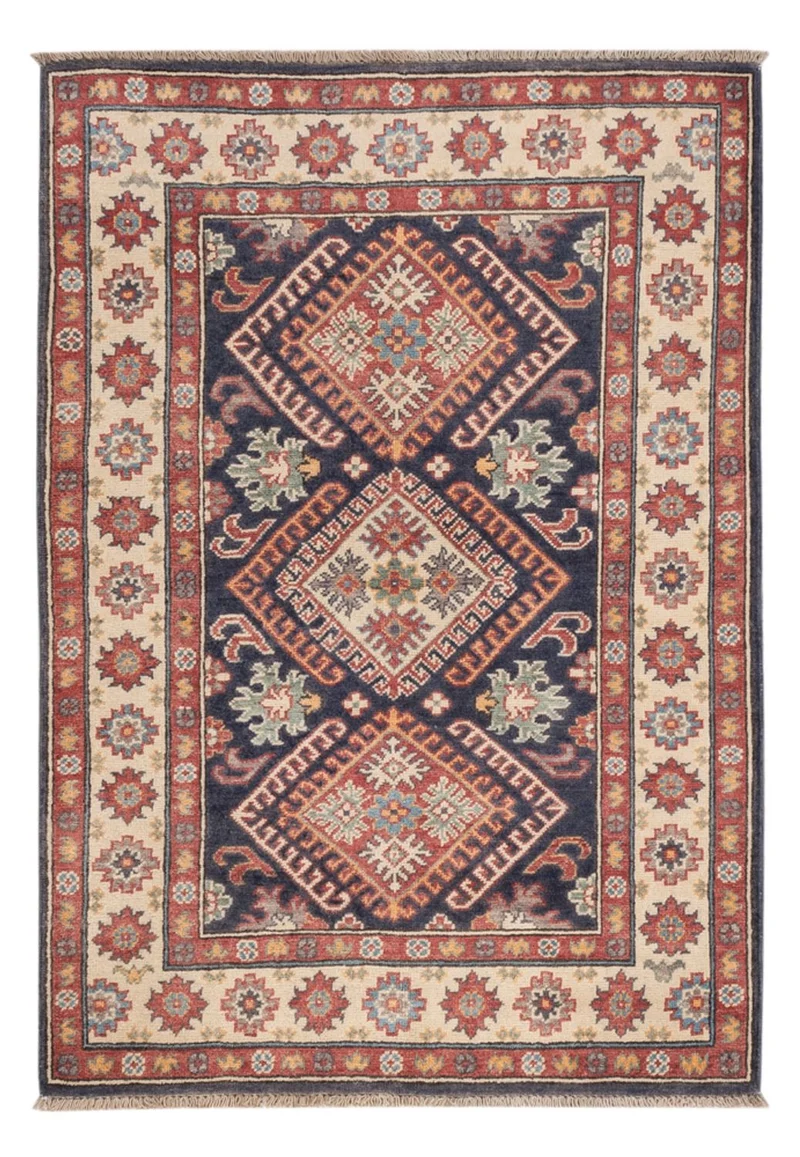 Kazak Teppich 99x147cm - Orientteppich - dunkelblau
