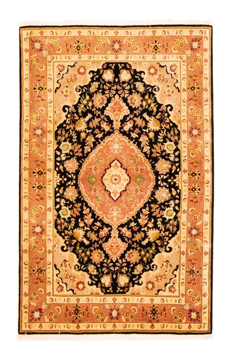 Täbriz - 50 Raj Teppich 100x160cm - Perserteppich - schwarz