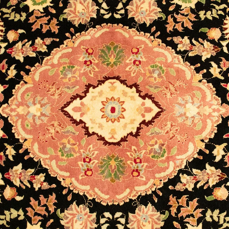 Täbriz - 50 Raj Teppich 100x160cm - Perserteppich - schwarz