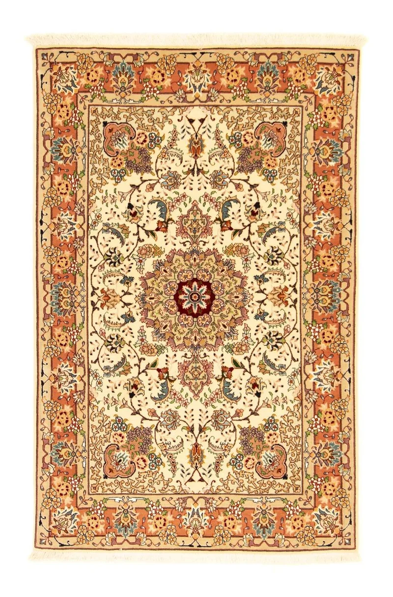 Täbriz - 50 Raj Teppich 103x154cm - Perserteppich - beige