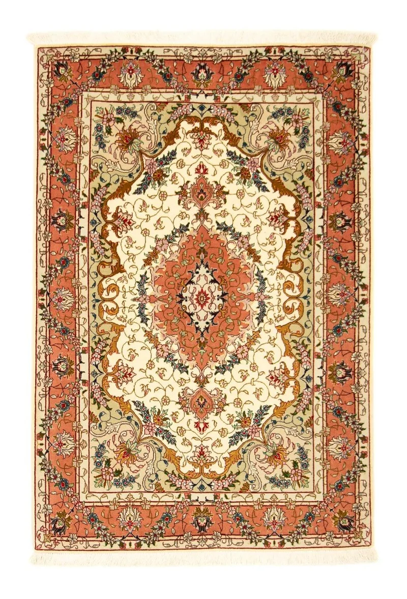 Täbriz - 50 Raj Teppich 103x153cm - Perserteppich - beige