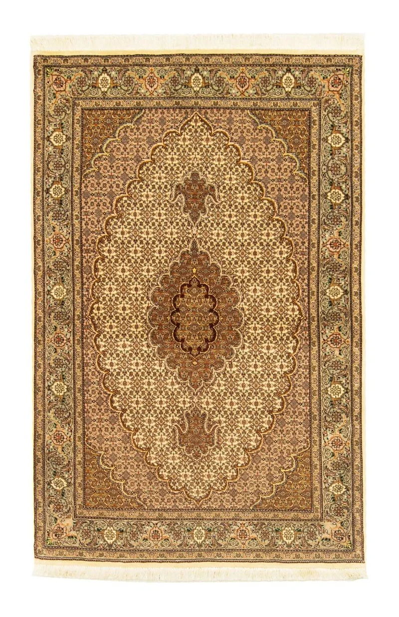 Täbriz - 50 Raj Teppich 102x154cm - Perserteppich - beige