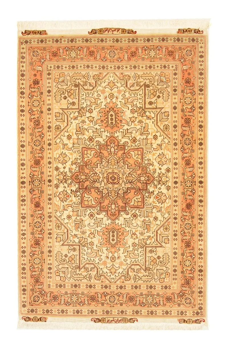 Täbriz - 50 Raj Teppich 102x154cm - Perserteppich - beige