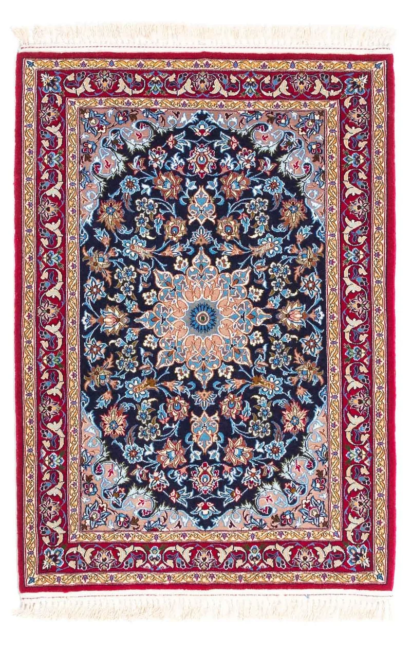 Isfahan Teppich 72x104cm - Perserteppich - dunkelblau