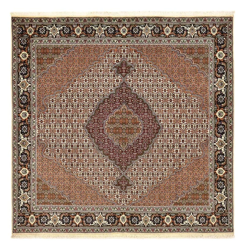 Täbriz - 40 Raj Teppich 200x204cm - Perserteppich - hellbraun