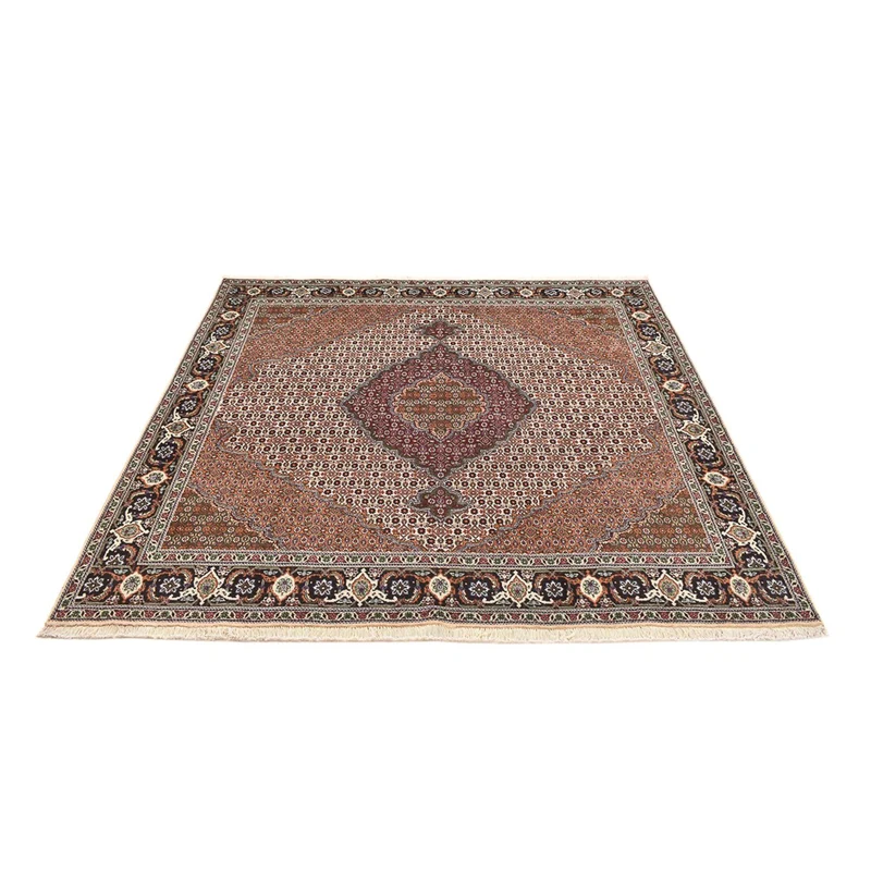 Täbriz - 40 Raj Teppich 200x204cm - Perserteppich - hellbraun