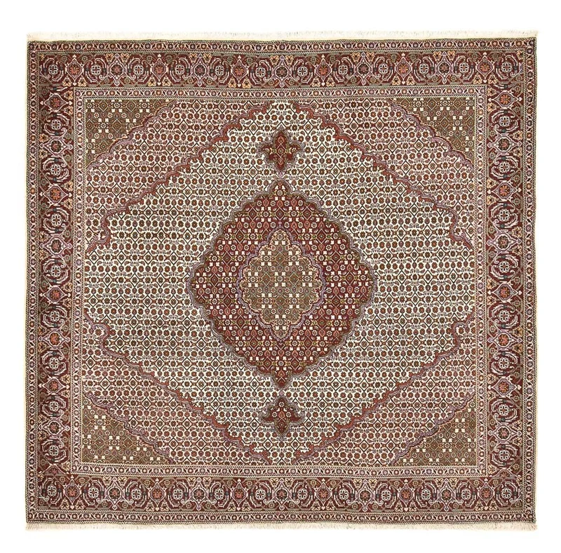 Täbriz - 40 Raj Teppich 200x204cm - Perserteppich - braun