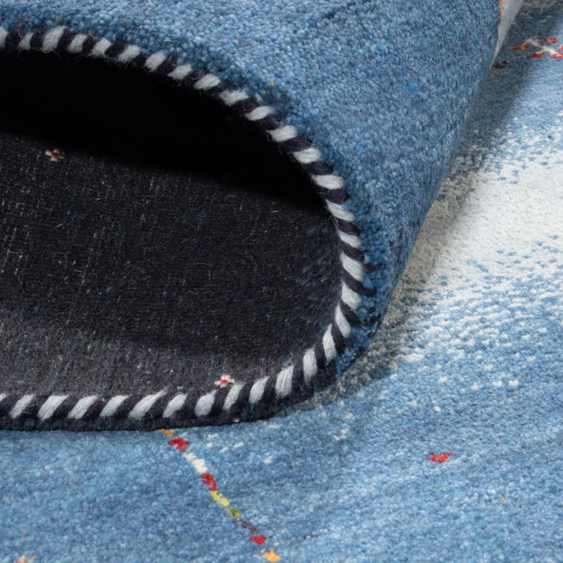 Indo Loribaft Teppich 169x243cm - Wollteppich - blau