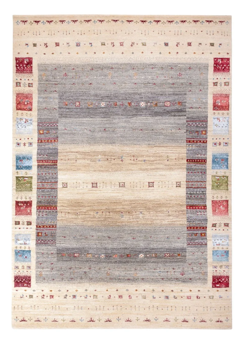 Indo Loribaft Teppich 167x242cm - Wollteppich - natur