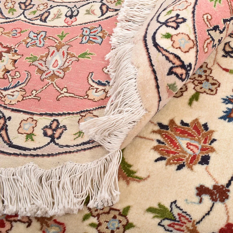 Täbriz - 50 Raj Teppich 200x200cm - Perserteppich - creme