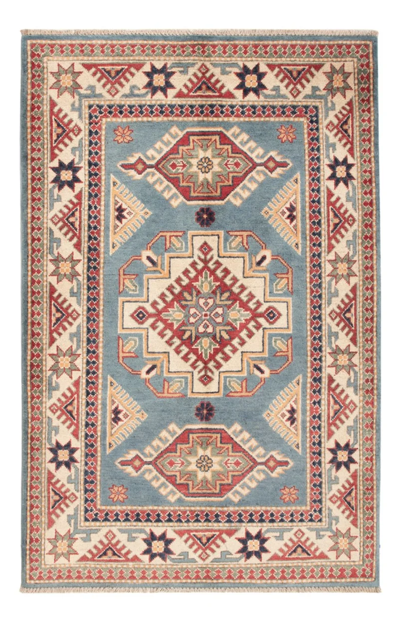 Kazak Teppich 97x149cm - Orientteppich - hellblau