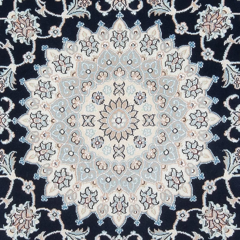 Perserteppich - Nain - Premium rund - 150 x 150 cm - dunkelblau