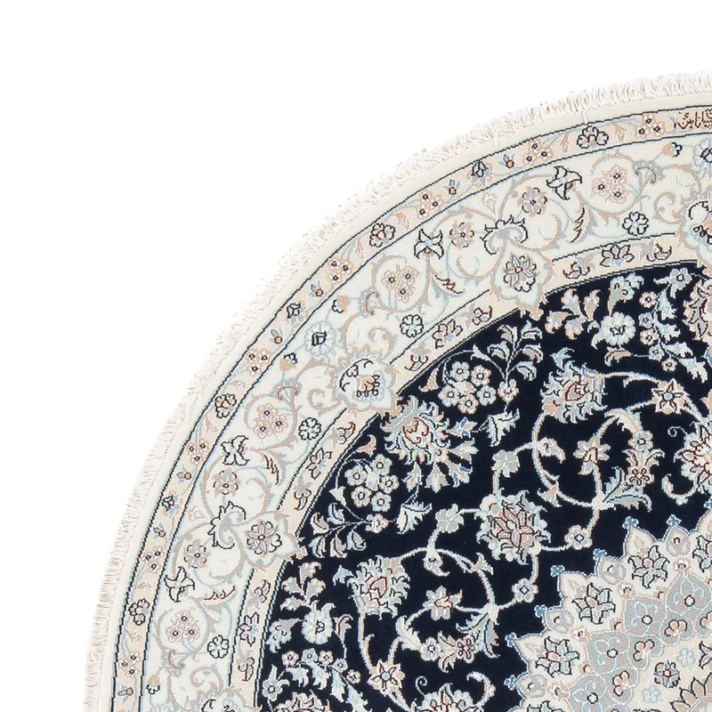 Perserteppich - Nain - Premium rund - 150 x 150 cm - dunkelblau