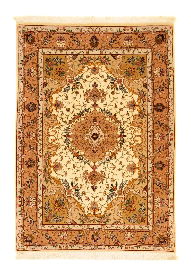 Täbriz - 50 Raj Teppich 103x150cm - Perserteppich - beige