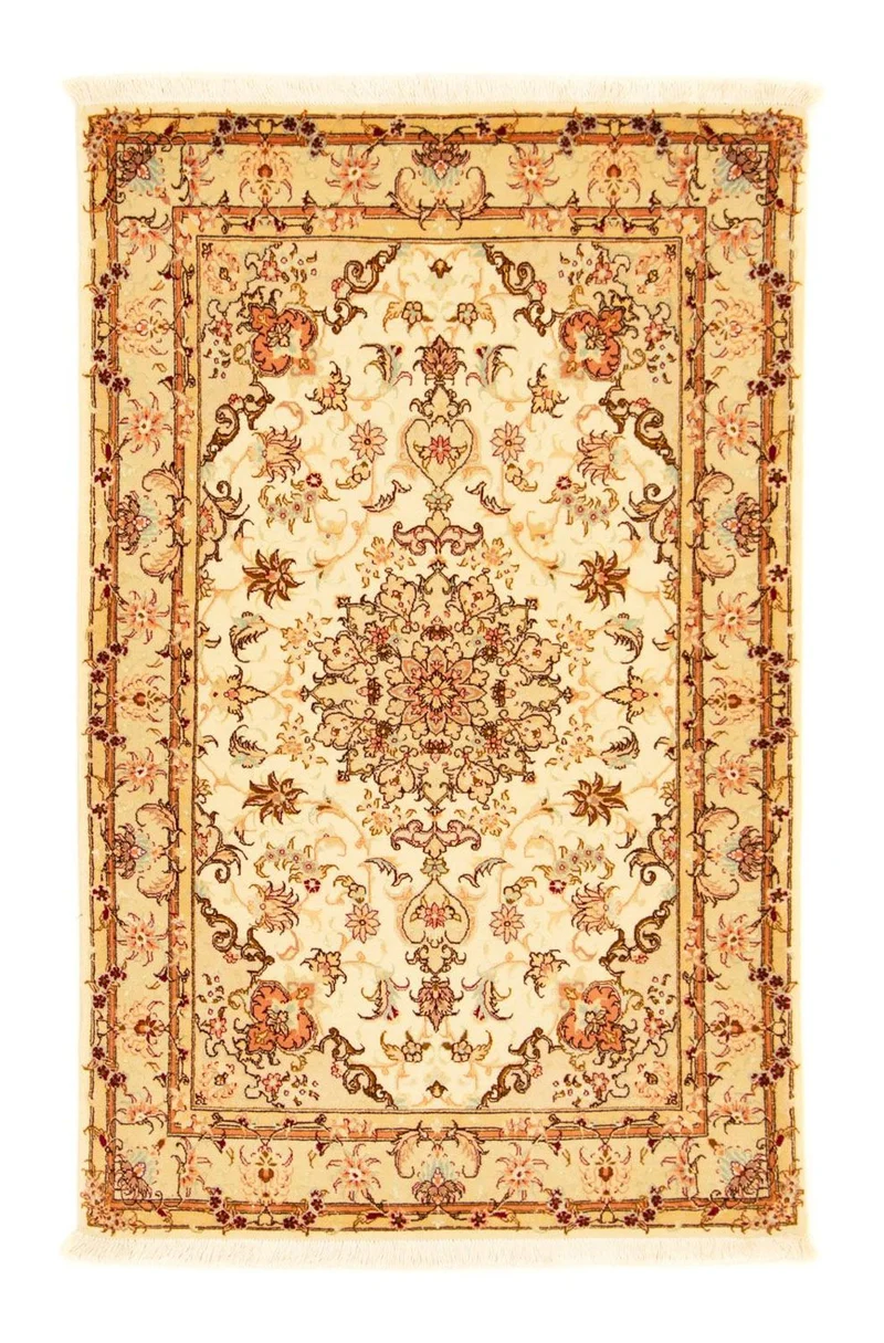 Täbriz - 50 Raj Teppich 100x155cm - Perserteppich - beige